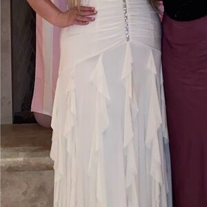 Bari Jay White Ruffled Dress